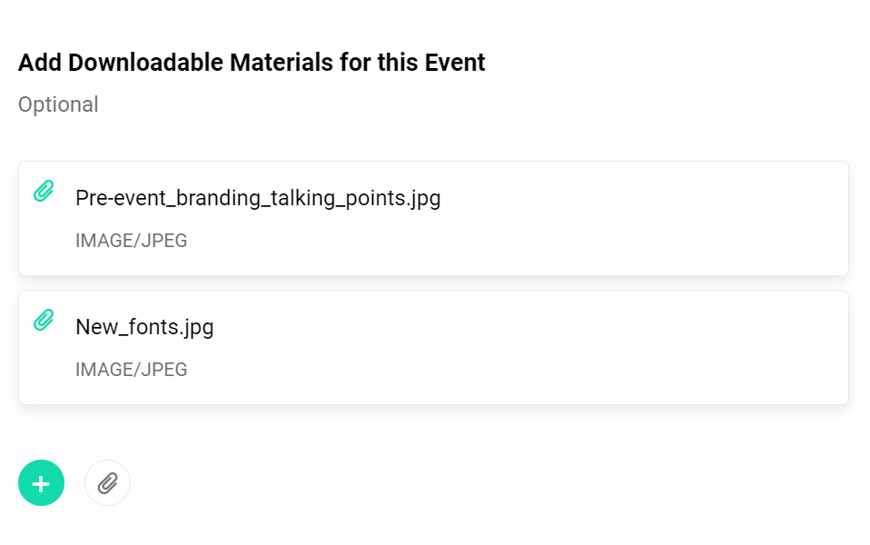Attaching materials for an event in HowNow
